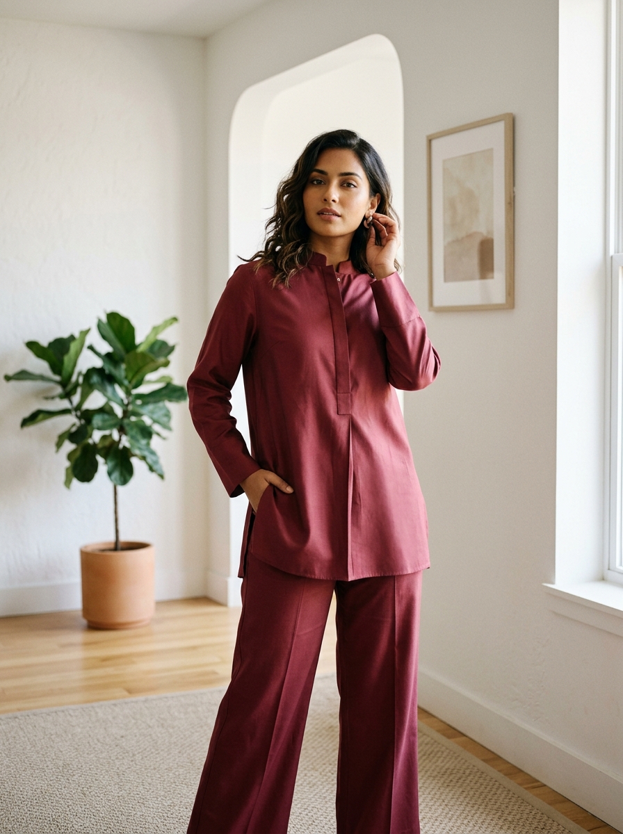 Editorial burgundy co-ord — @aavyaboutique.in